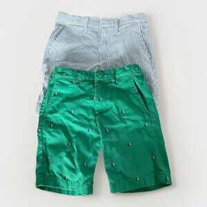 Lot Of 2 J. Crew Crewcuts Boys Shorts Size 7 Seersucker & Sailboat Preppy School